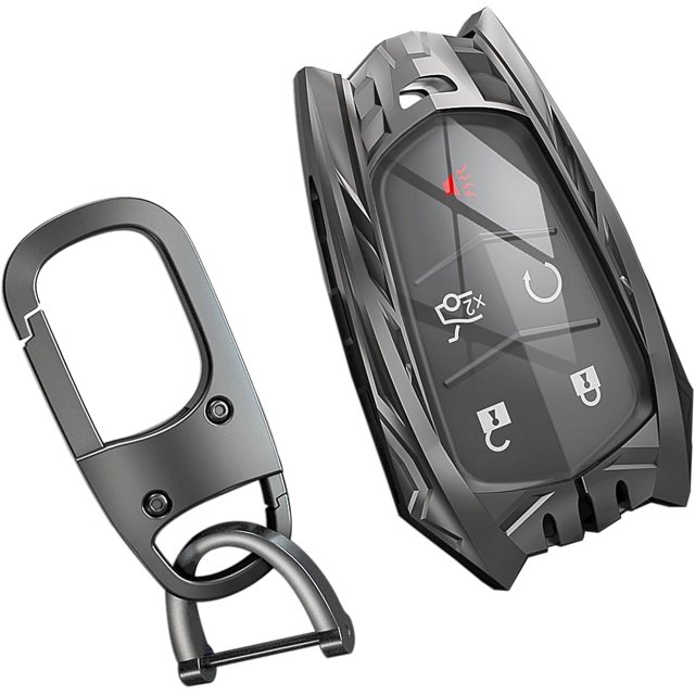 Zinc Alloy Key Fob Cover,Keychain,Full Protection Car Key Case for Cadillac ATS CTS CT6 SRX XTS XT4 XT5 Escalade Smart Remote Keyless Keyshell Accessories,Gun Color,For Cadillac A