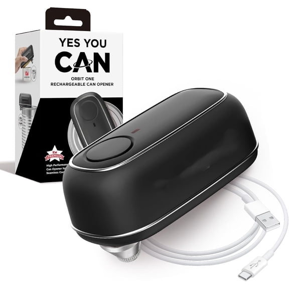 Rechargeable Electric Can Opener: Hands-free, USB-C Charging, Automatic Stop, Smooth Edge, Safety, Blade for Large Cans, Heavy Duty, Soda and Pop Can, with Storage Box (Black)
