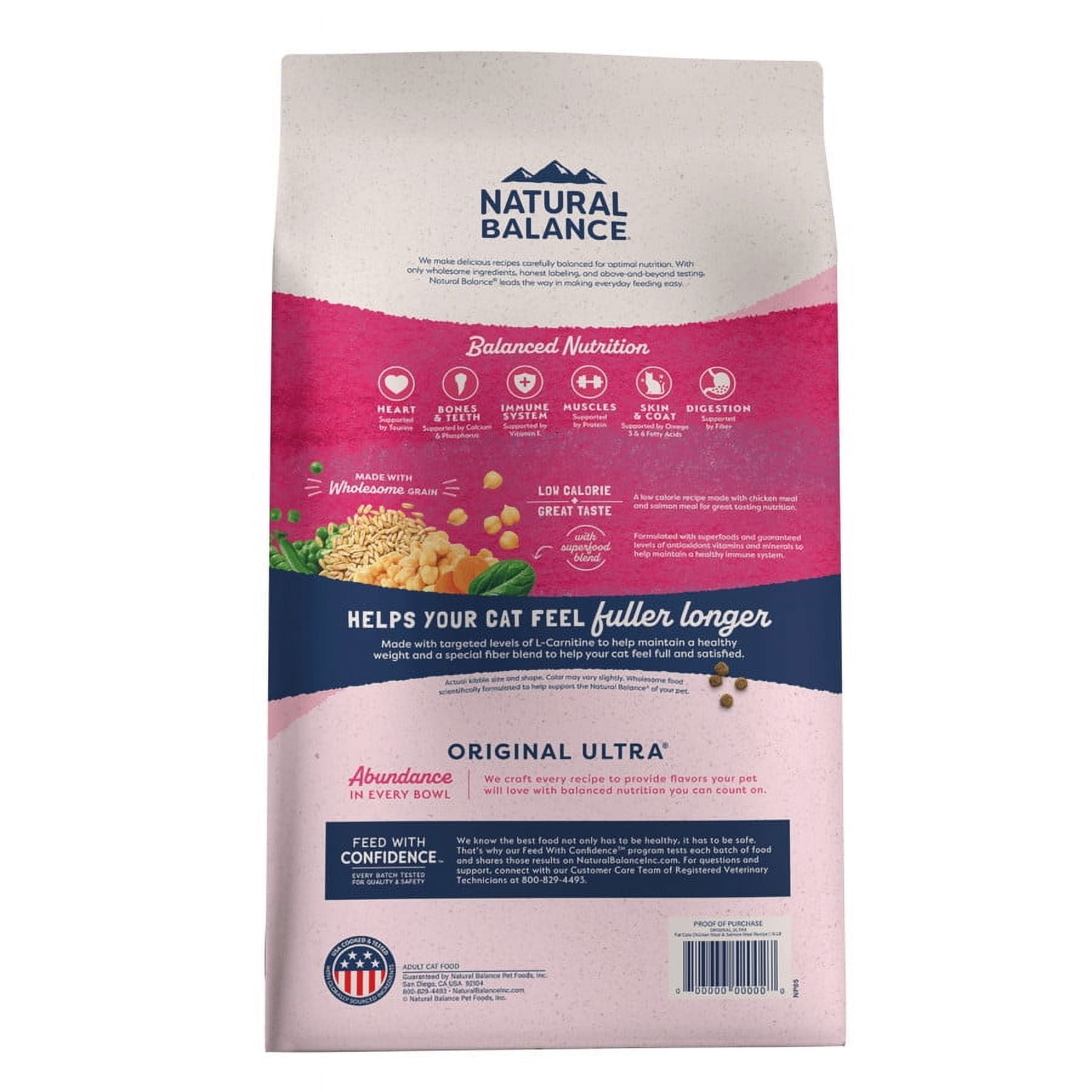 Natural Balance Fat Cats Chicken Meal, Salmon Meal, Garbanzo Beans, Peas & Oat Groats Dry Cat Food, 15 Pounds