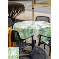 thumbnail image 5 of Outdoor Tablecloth with Umbrella Hole for Patio/Picnic/Party/Camping, Summer Botanical Waterproof Table Cloth Square Cover Washable, Green Tropical Palm Trees Wooden Grey (60"x 60"), 5 of 8