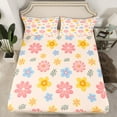 thumbnail image 2 of jejeloiu Kawaii Flower Daisy Full Size Sheets,Natural Botanical Theme Bed Sheets,Pink Blue Orange Sheet Sets For Children,Microfiber Bedroom Decor,4-Piece, 2 of 7