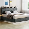 thumbnail image 2 of Lift Up Storage Bed Frame King Size, Metal Bed with Storage Headboard, Wood Slats Support, No Box Spring Needed, 2 of 8