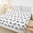 thumbnail image 4 of spefrowx Bow Seashell Queen Sheets for Teens, Black Monochrome Starfish Conch Queen Sheet Sets, 4 Pieces, 1 Flat Sheet, 1 Fitted Sheet and 2 Pillowcases, 4 of 5