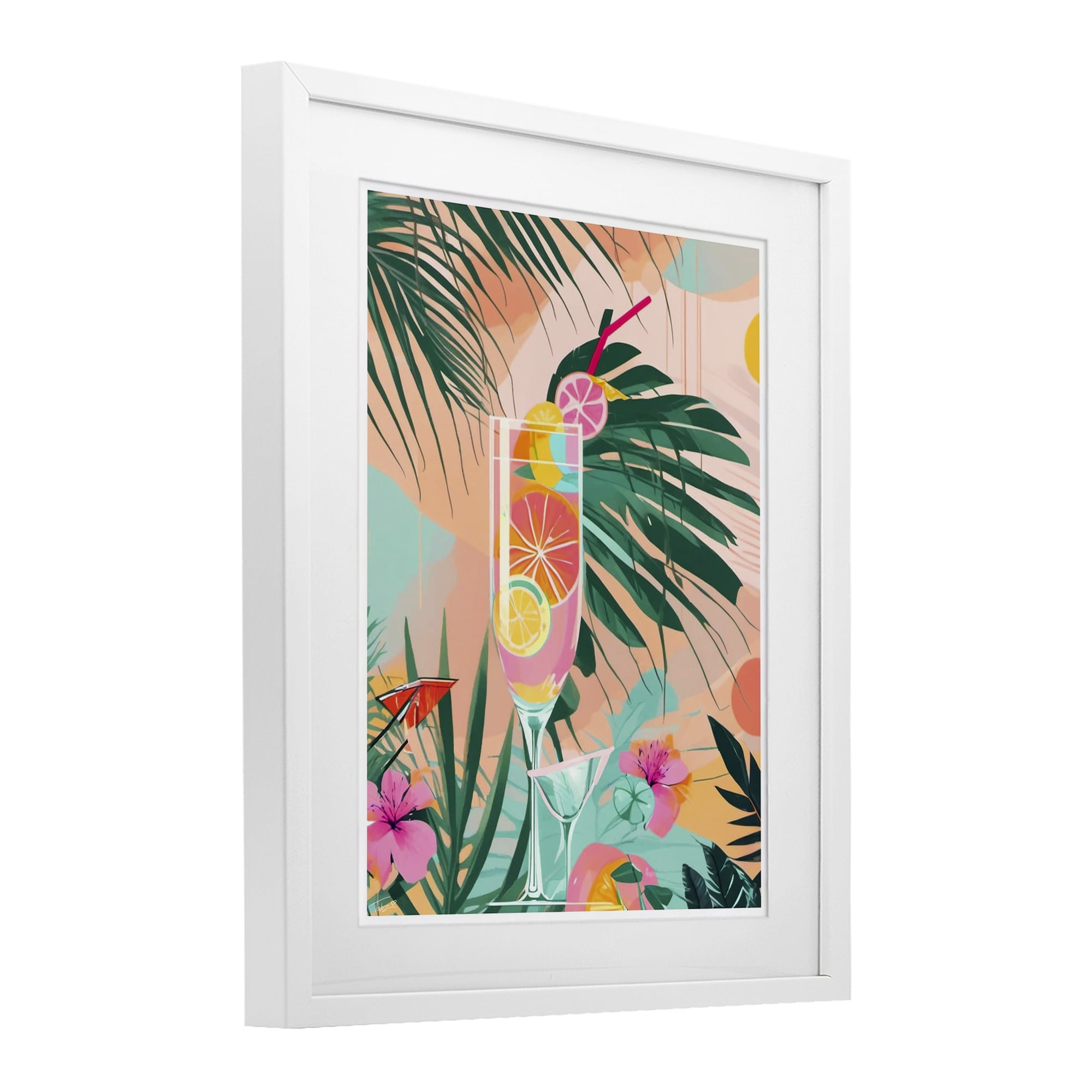 Stupell Industries Jungle Lemonade Cocktail White Framed Print Under Glass, design by Tabz Jones
