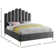 thumbnail image 7 of Meridian Furniture Lily Solid Wood and Tufted Velvet King Bed in Gray, 7 of 7