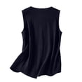 thumbnail image 3 of Cotton Linen Tank Tops for Women Loose Fit Scoop Neck Sleeveless Mexican Floral Embroidered Shirts Summer Beach Tops Navy XL, 3 of 4