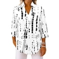 thumbnail image 4 of OIOLOYJM Women's Golf Shirts V-Neck 3/4 Sleeve Tie Dye Polo Shirts Spring Lapel Collared Lightweight Athletic T Shirts Business Trendy Activewear White XL, 4 of 7