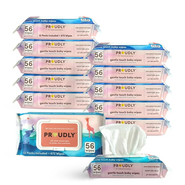 Toallitas húmedas para bebés ORGULLOUS Gentle Touch, sin perfume, 672 unidades (paquete de 12)