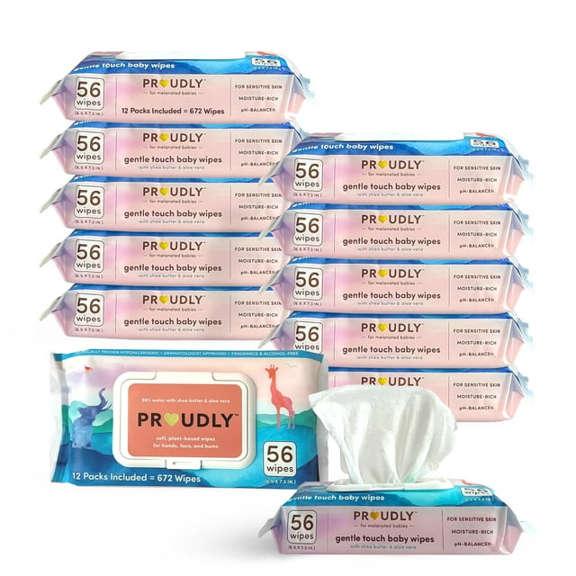 Toallitas húmedas para bebés ORGULLOUS Gentle Touch, sin perfume, 672 unidades (paquete de 12)