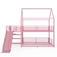 thumbnail image 5 of Bellemave Bunk Bed with Slide and Stairs, Metal Full Over Full House Bunk Bed Frame with Storage Shelves, Floor Low Bunk Beds for Bedroom(Pink), 5 of 8