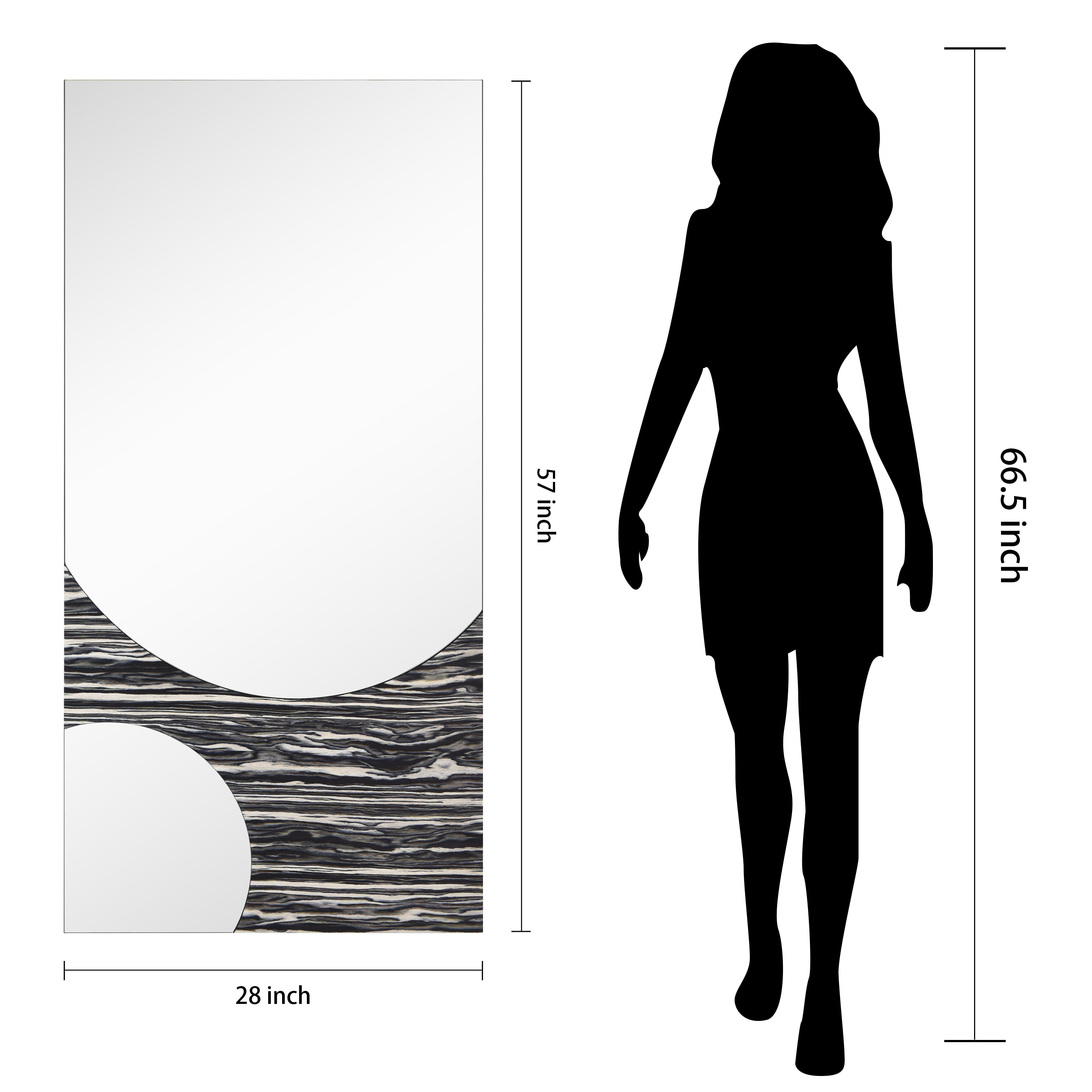 "Eclipse Harmony Wall Mirror", 57"x28" Rectangular Mirror with Exotica Stained Veneer Accents
