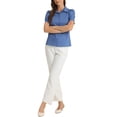 thumbnail image 2 of INSPIRE CHIC Women's Puff Short Sleeve Turn Down Collared Work Office Button Down Shirt M Blue, 2 of 6