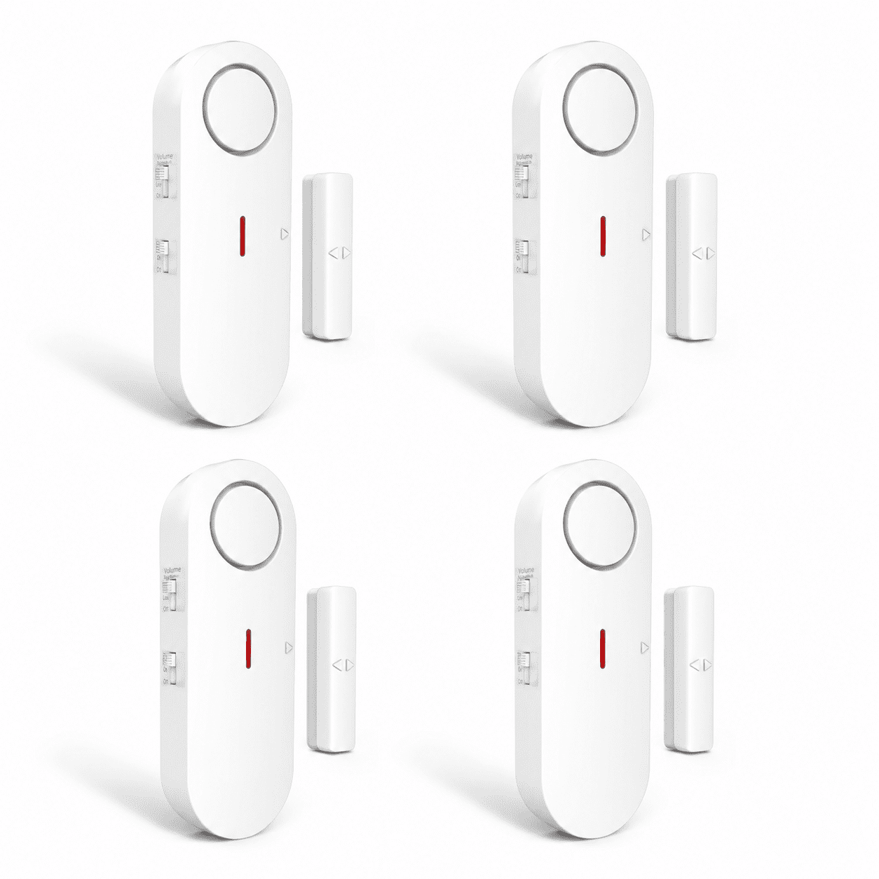 White 4PCS Door Window Security Alarms, 2-in-1 Chime Alarm with 3-Level Volume Control