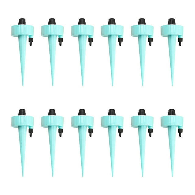 Langgg Auto Drip Irrigation System with Slow Release Switch Control Valves Self Water Spike Waterer Tools Adjustable Garden Sprinkler Blue 12pcs