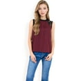 thumbnail image 4 of Women's Sleeveless Blouse with Lace Yoke and Pleated Front- Burgundy,X Large, 4 of 7