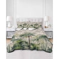 thumbnail image 3 of Summer Tropical Leaves Summer Quilt Set Twin XL Size, Soft Microfiber Quilted Bedding Set with 2 Pillow Shams, Green Palm Trees Botanical Lightweight All Season Bedspread Coverlet for Bedroom 68"x98", 3 of 6