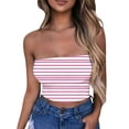 thumbnail image 2 of Nmnitkp Tube Tops for Women Show off your Figure Women's Crop Top High Cost Performance Tube Tops Sleeveless Stretchy Solid Strapless Stripe Printing Tube Top（Plus Size）, 2 of 4