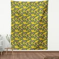 thumbnail image 4 of Ambesonne Floral Fabric by the Yard Upholstery, Flowers on a Yellow Backdrop, 1 Yard, Earth Yellow Pink and Green, 4 of 5