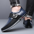 thumbnail image 4 of Mepaouo Men's Fashion Leather Oxfords Business Formal Work Shoes Slip on Casual Dress Shoes(Blue,9), 4 of 9