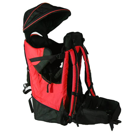 Deluxe Baby Toddler Backpack Cross Country Lightweight Carrier Red w/ Stand and Sun