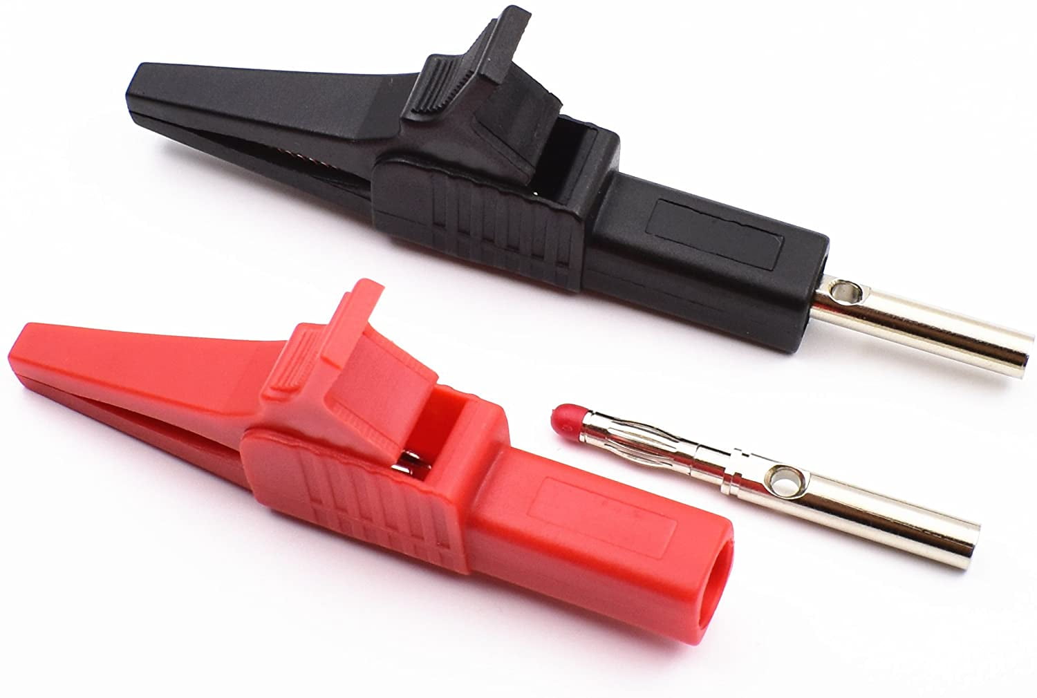 ABCISI 10Pcs 1000V 32A Heavy Duty Full Insulated Automotive Car Battery Alligator Clips, Electrical Test Clips  Probe fit 4mm Banana Connector Terminals for Multimeter Test Leads, Black and Red