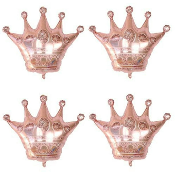 4 globos de papel de aluminio con corona grande gigante para niñas, princesas, niños, decoración de fiesta de cumpleaños para baby shower, accesorios de boda (oro rosa, 100 x 90 cm) Sincero Hogar