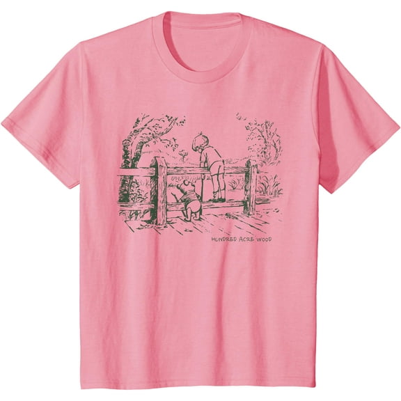 Winnie the Pooh and Christopher Robin Youth T-Shirt for Boy Girl Kids Toddler, Light Pink Color, Size 2T