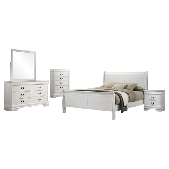 Louis Philippe 5-piece Queen Bedroom Set White