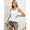 thumbnail image 6 of Berydress Women's Ruffle Tank Tops Square Neck Babydoll Causal Summer Smocked Blouse (L-6209-White), 6 of 7