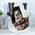 thumbnail image 4 of English Bulldog Soft Flannel Fleece Throw Blanket, Bulldog Sitting in Union Jack Britain Themed Box Patriotic Design, Cozy Plush for Indoor and Outdoor Use, 60" x 80", Multicolor, by Ambesonne, 4 of 5