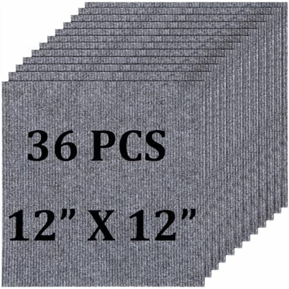 LISHIEN 36 Pcs Carpet Tiles Peel and Stick 12”x 12” Self Adhesive Carpet Squares, Anti-Slip Grey Carpet Floor Tiles for Bedroom Living Room Indoor Outdoor$$Tools & Hardware Other
