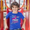 thumbnail image 3 of Tee Hunt Hope Pray Fight for a Cure Youth T-Shirt Cancer Awareness Pink Ribbon Kids, Blue, Large, 3 of 5