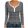 thumbnail image 6 of Miluxas Womens Plaid Shirt Casual Long Sleeve Slim Fit Button Down Blouse Tops Bottom T-shirt Tops White S(S), 6 of 6