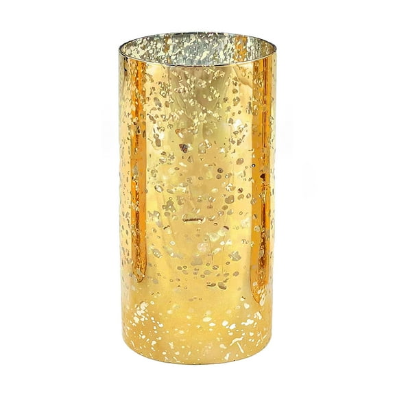 WGV Gold Speckled Glass Hurricane Candle Shade Chimney Tube - 5" Wide x 8" Height, Good quality, Heavy Weighted Base - 1 Pc