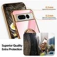 thumbnail image 2 of Googleh Pixel7a Case Slim Thin Finger Ring Stand Electroplated Silicone Soft Flexible TPU Frame Shock-Absorption Bumper Cover Phone Cases-Pink, 2 of 13