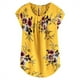 thumbnail image 5 of Qarigey Camiseta de mujer Camiseta plisada estampada Top Cuello Blusa de manga corta Prendas para la parte del cuerpo Amarillo L Qarigey AP003086-13, 5 of 6