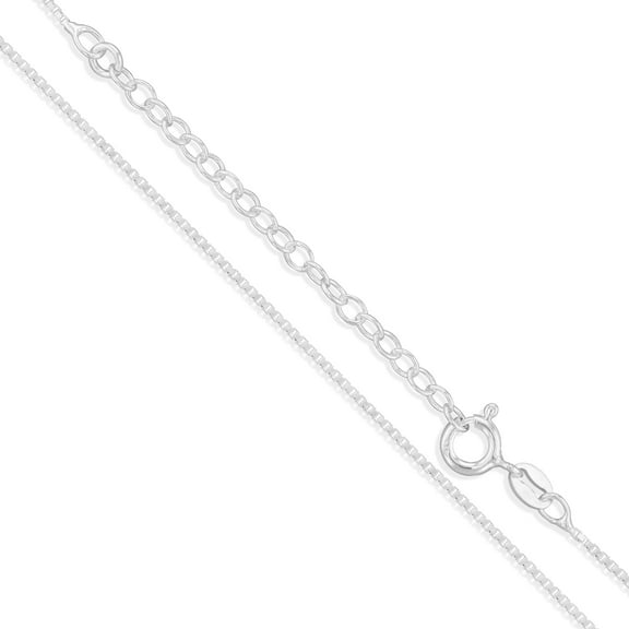 Sterling Silver Box Chain 1mm Solid 925 Italy Necklace 26" with 2" Extension Jewelry Female Unisex