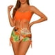 thumbnail image 1 of Conjuntos de bikini con tirantes para mujer, 2 piezas, estampado tropical, pantalones cortos de cintura alta, trajes de baño, talla X pequeña, naranja, 1 of 5