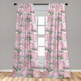 thumbnail image 2 of Floral Window Curtains, Pastel Colored Peony Flowers Blooming into the Nature in Watercolor Art, Lightweight Decor 2-Panel Set with Rod Pocket, Pair of - 28"x95", Pale Pink Almond Green, by Ambesonne, 2 of 3