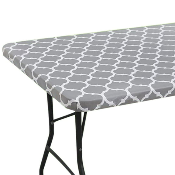 Cloth Elastic Fitted Tablecloths For 6 Foot Rectangle Tables Stretch Washable Patio Table Cover For Outdoor Camping Banquet And Parties (30 Fitted Tablecloth Rectangular Dark Table for Parties Cloth