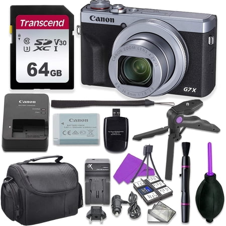 Canon PowerShot G7 x Mark III Silver Digital Camera Bundle with Grip 64GB SD Case - (International Version)