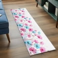 thumbnail image 3 of Blue Pink Flowers 2'x6' Runner Rugs for Hallway Kitchen Bedside Non Slip Washable, Spring Garden Floral Watercolor Entryway Rug Runners with Rubber Backing, Long Carpet Runner for Laundry Room, 3 of 8