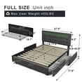 thumbnail image 5 of Full Size Upholstered Platform Bed Frame With LED Lights Adjustable Headboard 4 Storage Drawers For Home Bedroom, 5 of 9