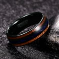 thumbnail image 2 of 8mm Handmade Lapis Lazuli Inlay Tungsten Carbide Ring for Men Women Size 7-12, 2 of 5
