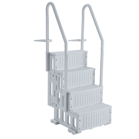 KFFKFF Échelle de Piscine, Escaliers à Double Main Courante à 4 Marches avec Marches Antidérapantes Robustes, Capacité de Charge Maximale Fiable de 400 Lb, pour Piscines Creusées et hors Terre de 48 à 54 Po