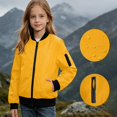 thumbnail image 2 of SGFCWSX Girls Bomber Jacket Zip Up Lightweight Water Resistant Pockets Casual Windbreaker Coat Yellow Size 9, 2 of 9