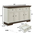 thumbnail image 4 of CQSXDA Farmhouse Style Kitchen Storage Cabinet in Classic White Finish 55 Inch Wooden Buffet Sideboard with Drawers, 4 of 9