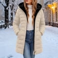 thumbnail image 3 of Qiggri Women's Hooded Puffer Coat Fleece Lined Full Zip Long Sleeve Outerwear Coat With Pockets for Winter Comfy Smart Casual Office Casual Outdoor L, 3 of 7