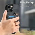 thumbnail image 5 of Nalacover For iPhone 14 Plus Case Ring Holder Kickstand with Credit Card Holder, Back Flip Premium Leather Magnetic Clasp Removable Wirst Hand Strap Cover For iPhone 14 Plus, Black, 5 of 14