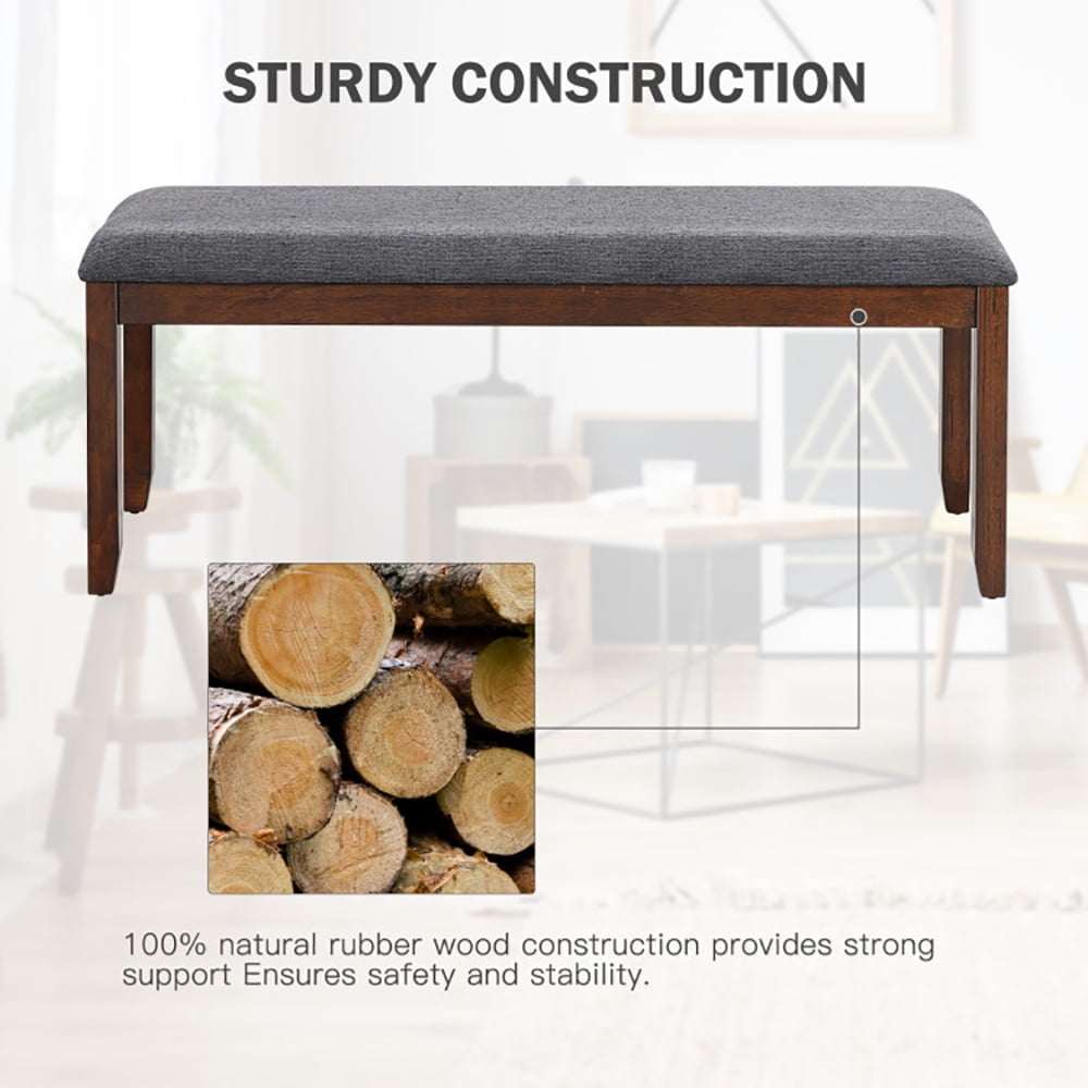 Finihen Upholstered Dining Bench, Entryway Bench, Upholstered Entryway Bench Footstool with Wood Legs Tufted, for Living Room, Bedroom, Entryway, Grey